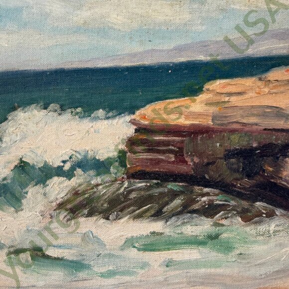 Mid-Century Original Acrylic Painting Crashing Waves BN Knoles - Picture 9 of 10